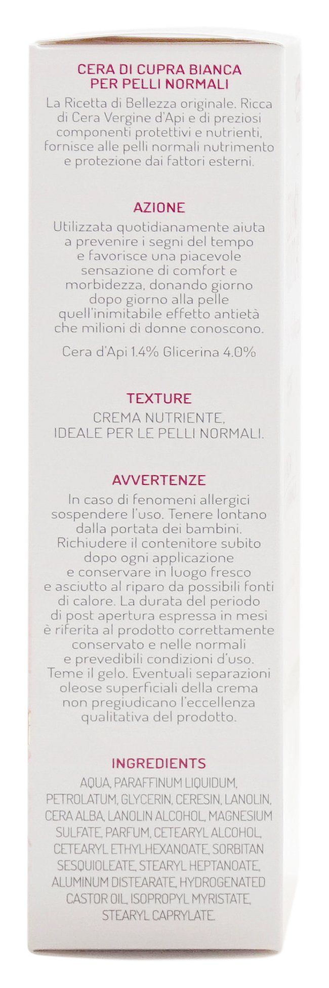 CERA DI CUPRI CERA DI CUPRA RICETTA DI BELLEZZA CREMA BIANCA PER PELLI NORMALI TUBO 75 ML