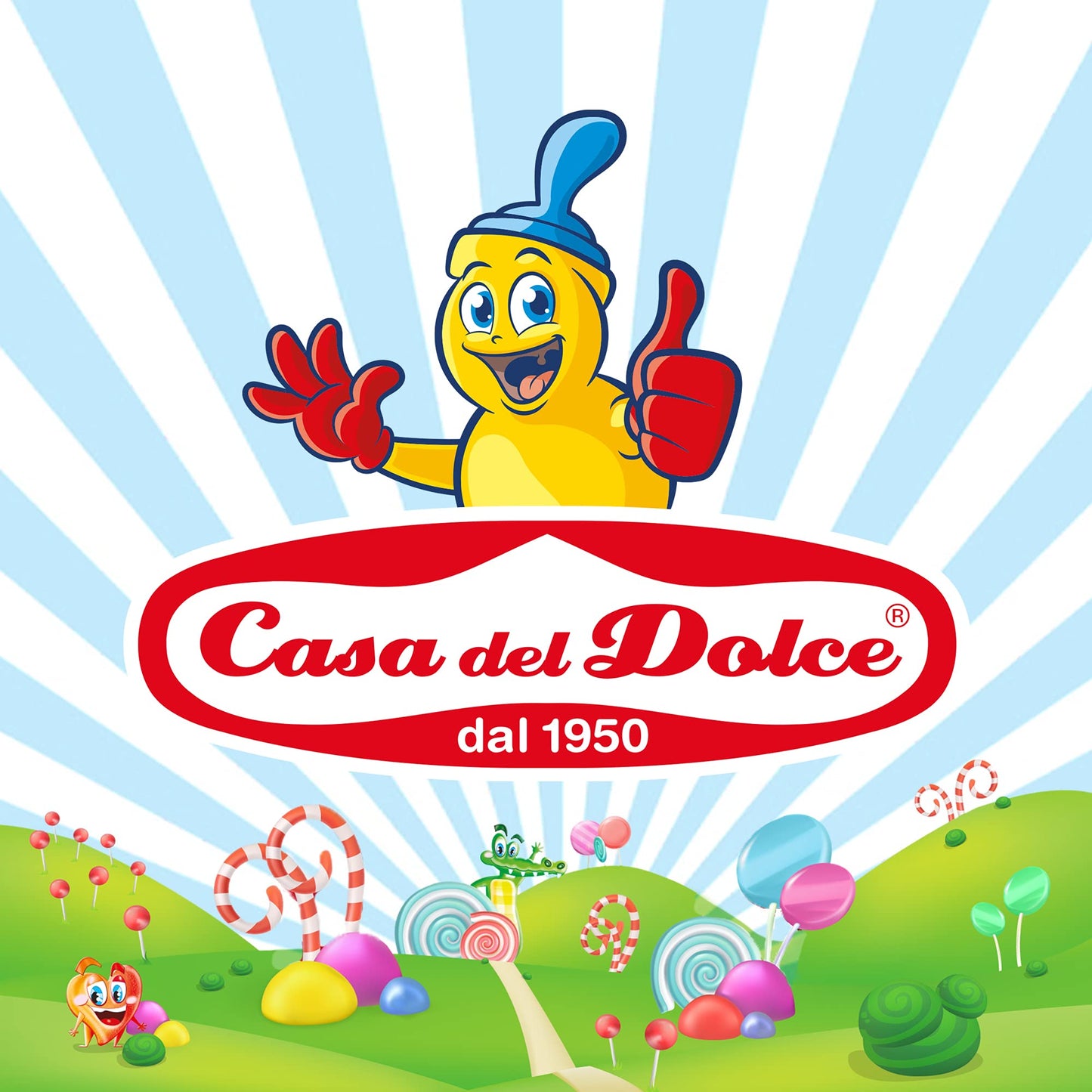 CASA DEL DOLCE Magic Lollies Piatto, Lecca Lecca al Gusto Frutta, Box da 200 Pezzi, Incartati Singolarmente, Senza Lattosio e Glutine, Idee Regalo per Feste