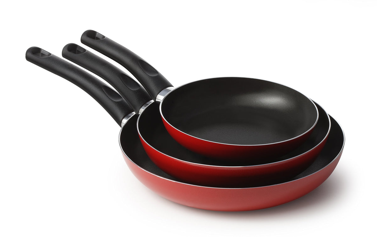 Accademia Mugnano Cucina Sano Tris di Padelle, Alluminio, Rosso
