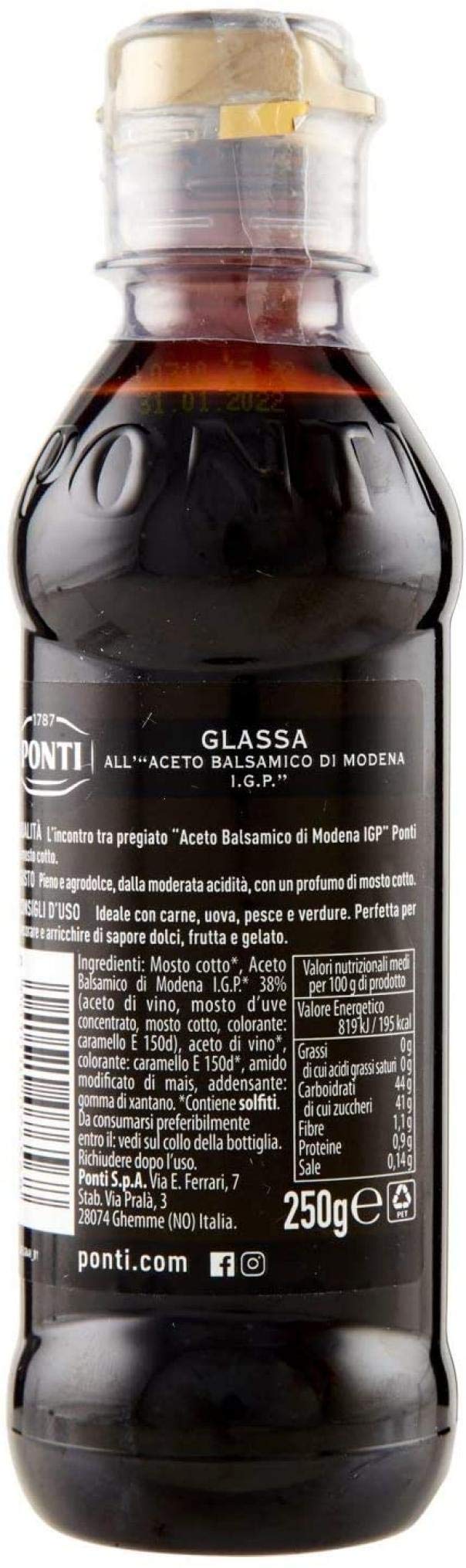 3x Ponti Glassa Gastronomica 'Balsamic Cream', 200 ml