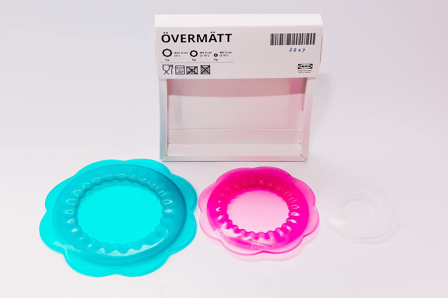 Ikea OVERMATT - Set di 3 coperchi per alimenti in silicone, multicolore
