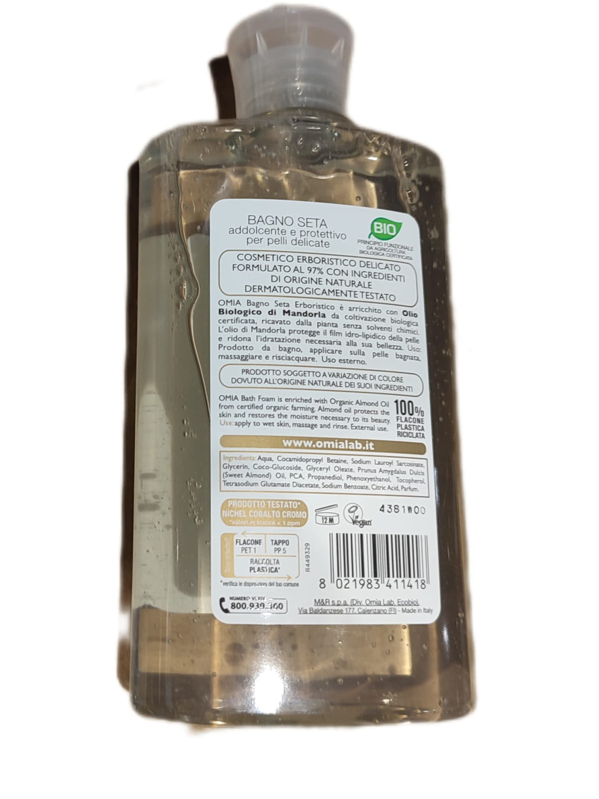 6 x OMIA Bagno Schiuma Olio Di Mandorla 400 Ml