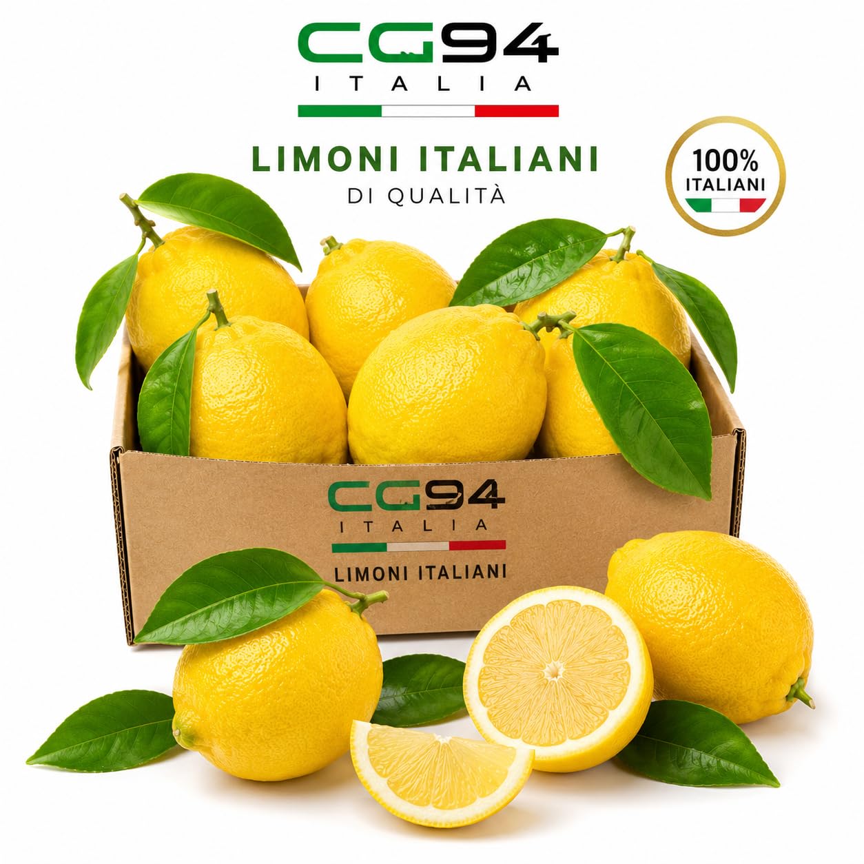 CG94 Confezione - Limoni Freschi Italiani, 2 Kg, Extra Large, 100% Naturali, Ideali per Dolci, Cocktail e Spremute