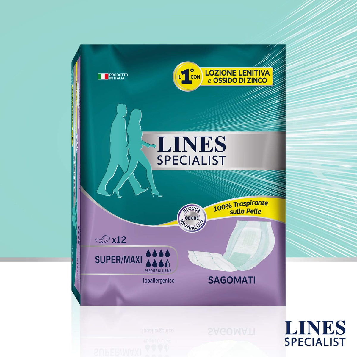 Lines Specialist Sagomato, 12 Assorbenti per Incontinenza Uomo e Donna