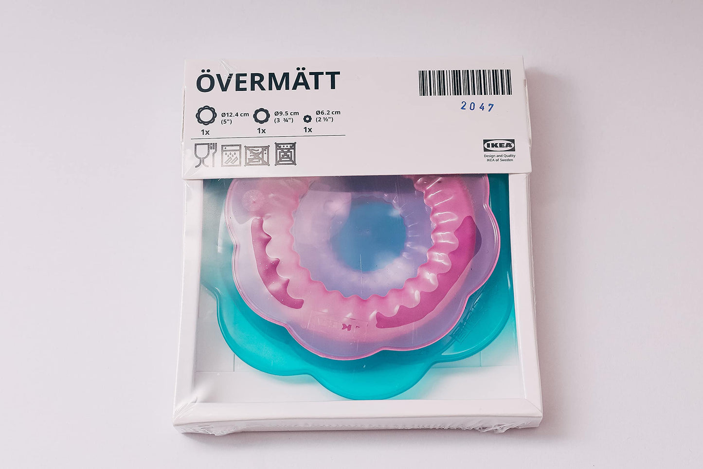 Ikea OVERMATT - Set di 3 coperchi per alimenti in silicone, multicolore