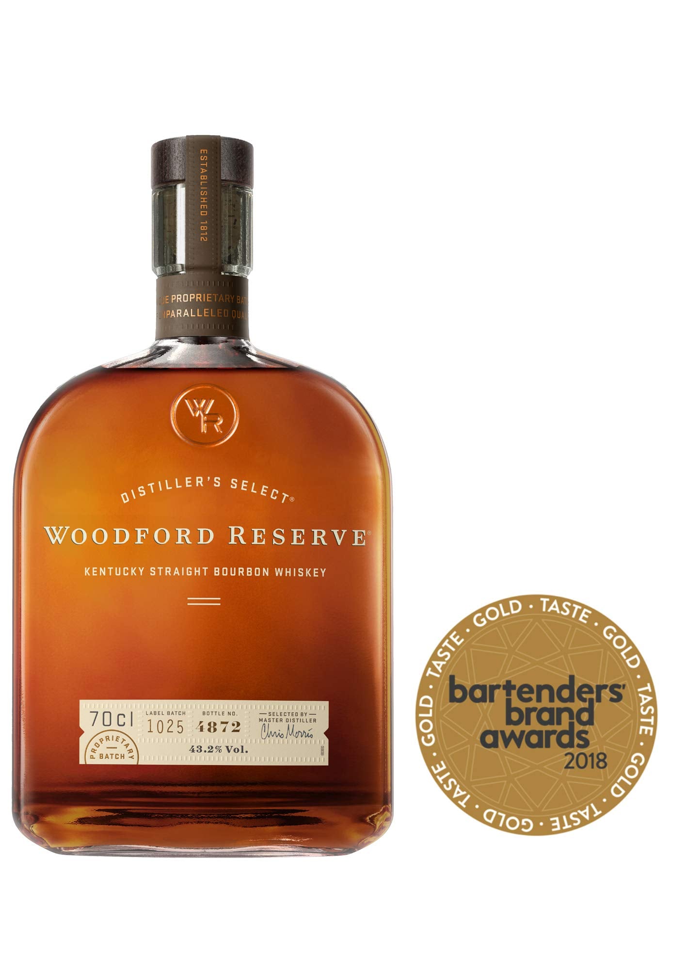 Woodford Reserve Kentucky Straight Bourbon Whiskey 70cl – Whiskey dal gusto morbido e ricco. 43,2% vol.