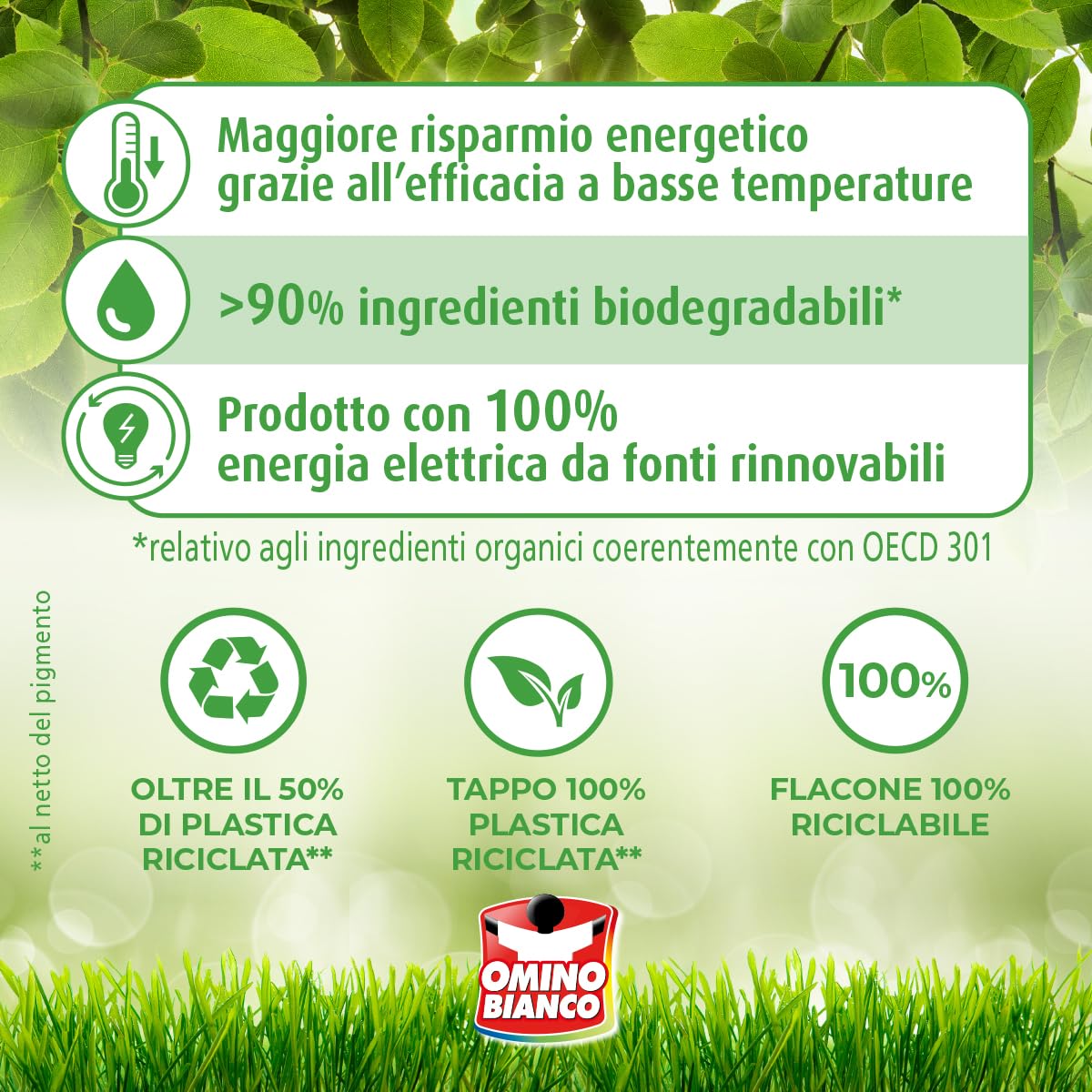 Omino Bianco - Detersivo Lavatrice Liquido, 60 Lavaggi, Rispetta Colori e Tessuti, Fresco Profumo di Ninfea Rosa, 2400 ml