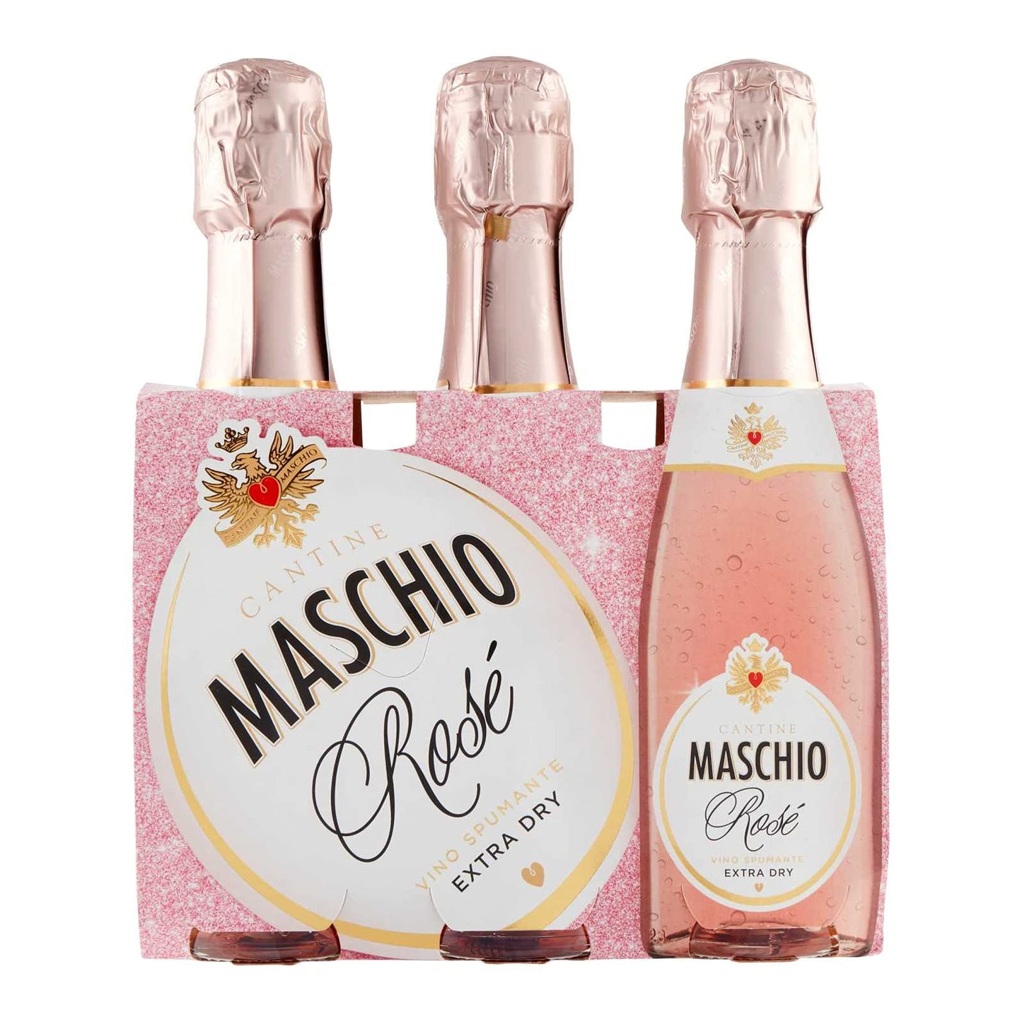 3 BOTTIGLIE DI VINO SPUMANTE MASCHIO ROSE' EXTRA DRY 200 ML ORIGINE CONTROLLATA