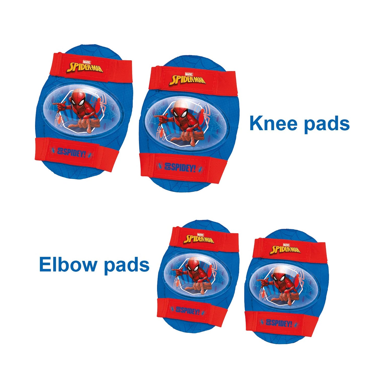 Mondo Toys - pattini a rotelle regolabili Spiderman Marvel per bambini - Taglia dal 22 al 29 - set completo di borsa trasparente, gomitiere e ginocchiere - 18390