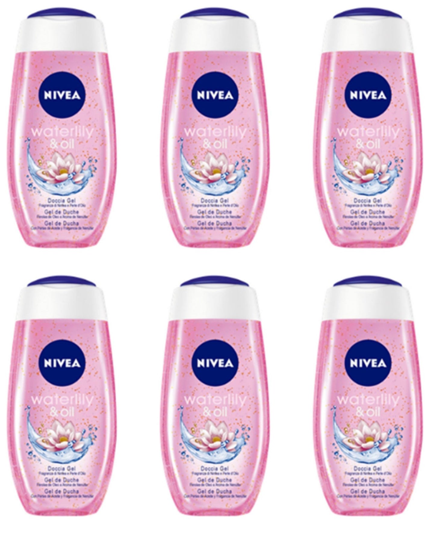6 X Nivea DOCCIA GEL WATER LILY & OIL BAGNO SCHIUMA OFFERTA IN STOCK