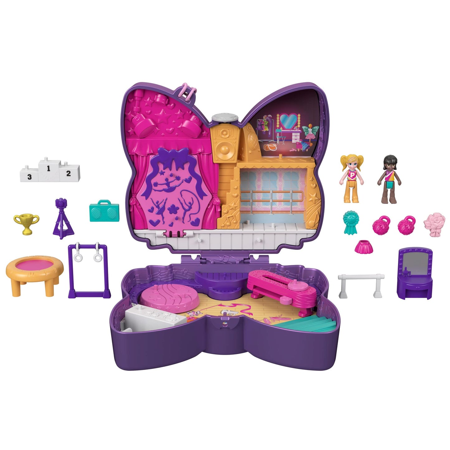 Polly Pocket - Cofanetto Fiocchetto di Danza con Accessori, Giocattolo per Bambini 4+ Anni, HCG17