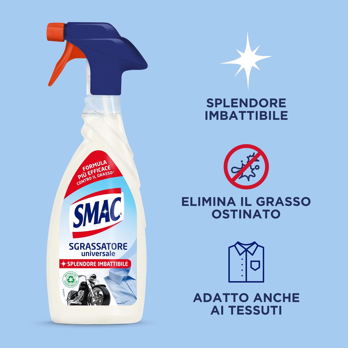 Smac - Sgrassatore Universale, Detergente Spray Multisuperficie con Azione Sgrassante, Splendore Imbattibile, 650 ml x 12 Pezzi
