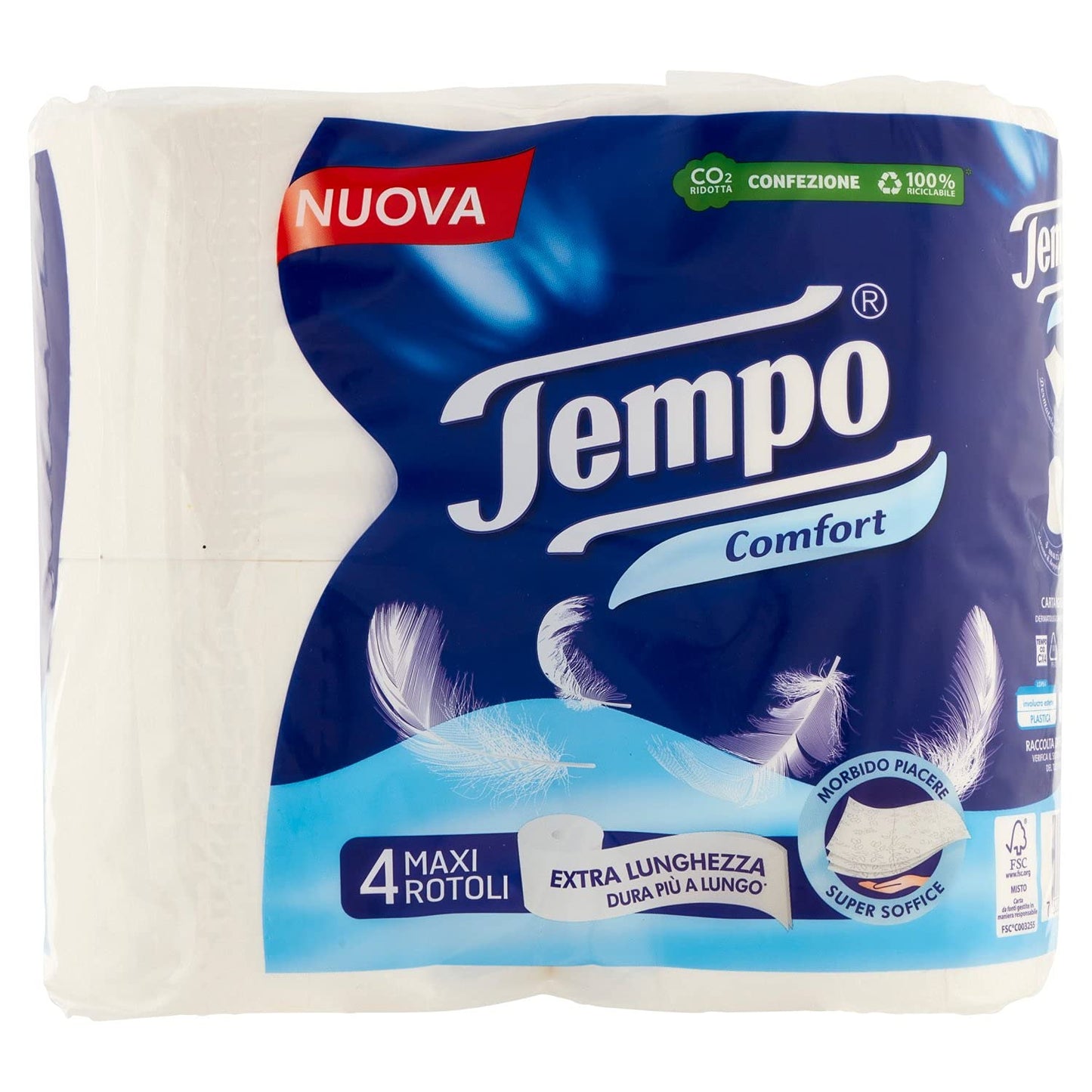 Tempo Carta Igienica Comfort, Morbida e Resistente, 20 Maxi Rotoli
