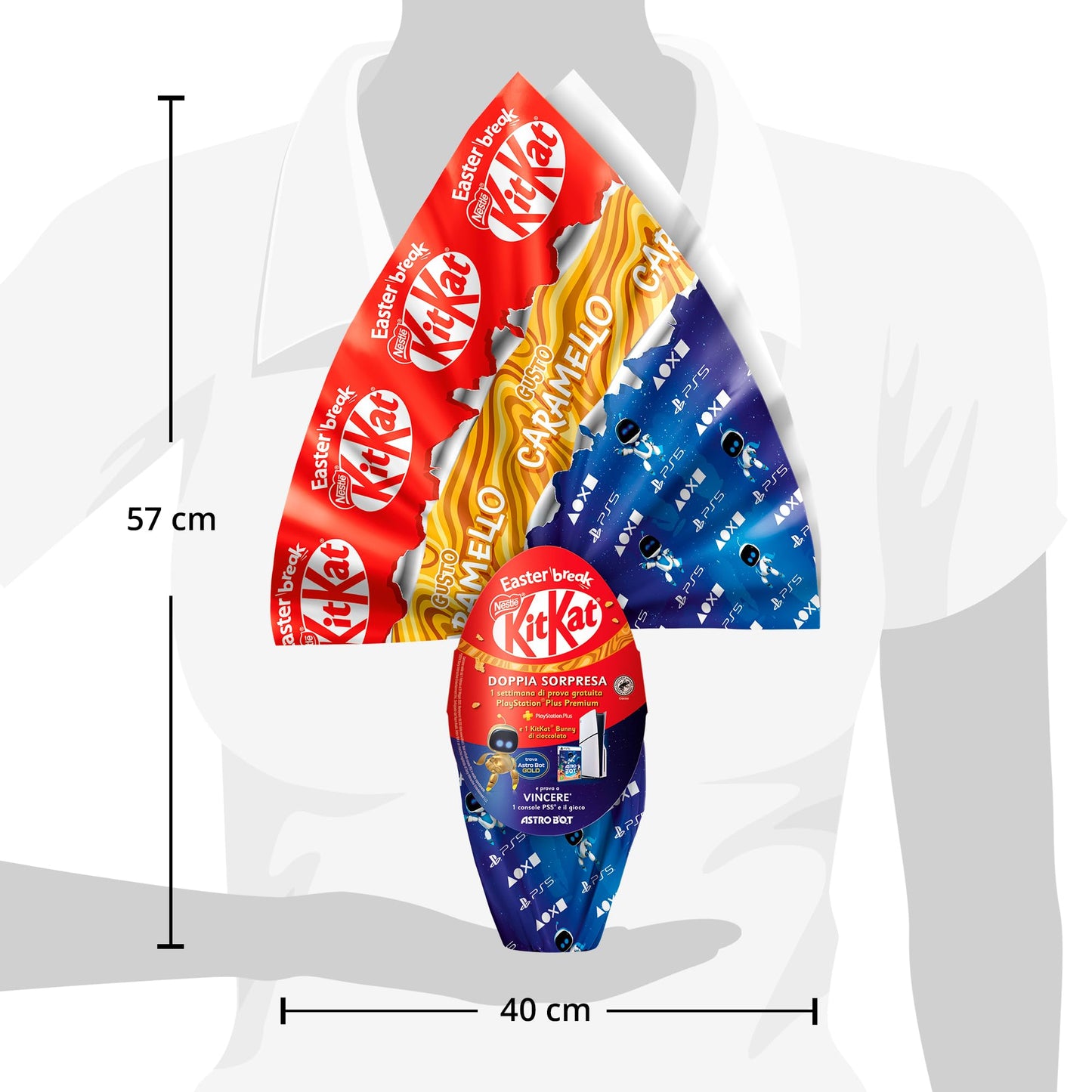 KITKAT Uovo di Pasqua 2025 Cioccolato al Latte al Caramello con Sorpresa e 1 KitKat Bunny 240g