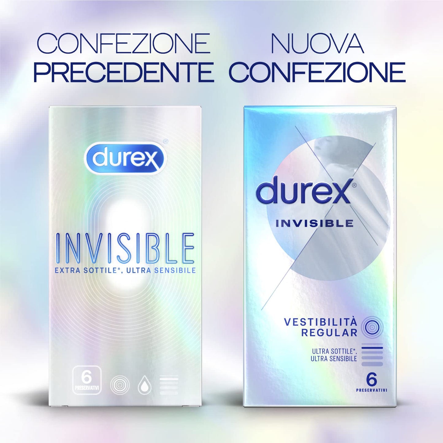 Durex Invisible Preservativi Ultra Sottili ad Alta Sensibilità, 6 Profilattici