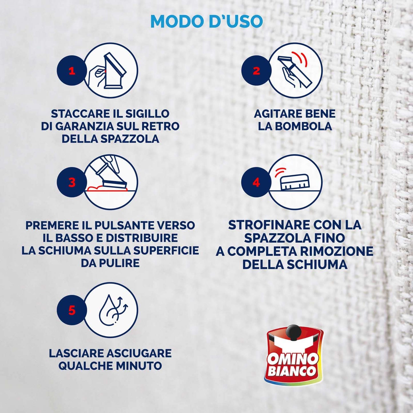 Omino Bianco - Prodotto Specifico per Tappeti e Divani, Pulitore e Detergente per Tessuti con Formula Antiodore, 3 Flaconi x 300 ml