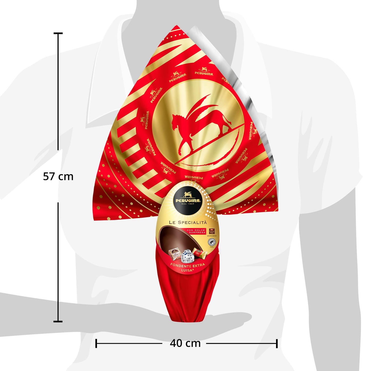 PERUGINA Uovo di Pasqua 2025 Cioccolato Fondente con 3 Cioccolatini 245g