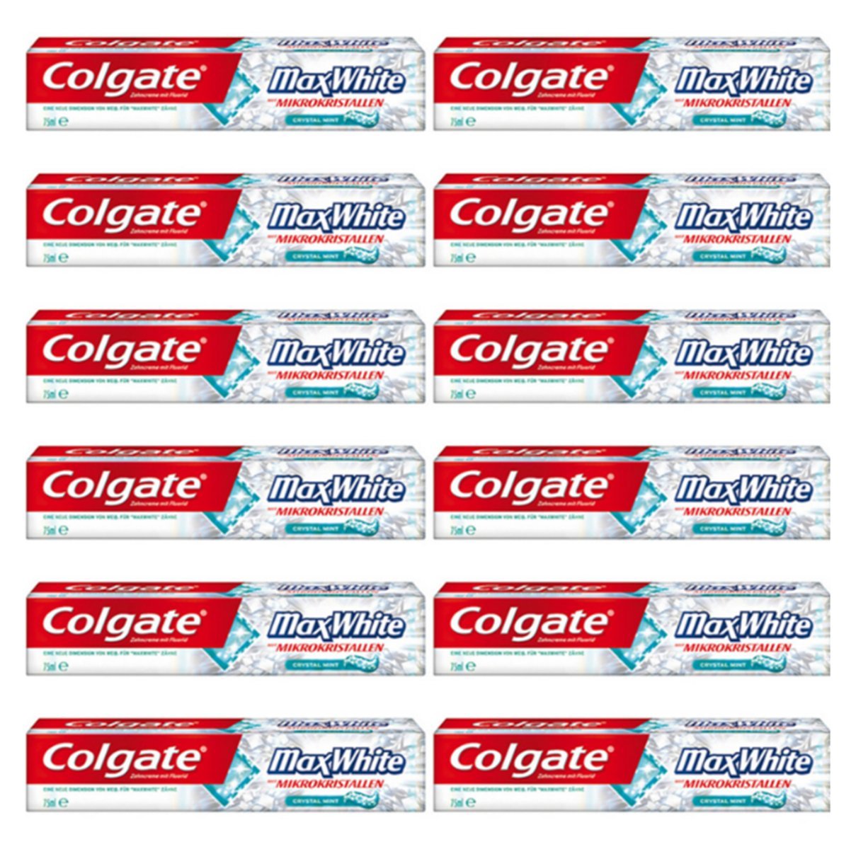12 x COLGATE Dentifricio Max White Al Fluoro 75 Ml