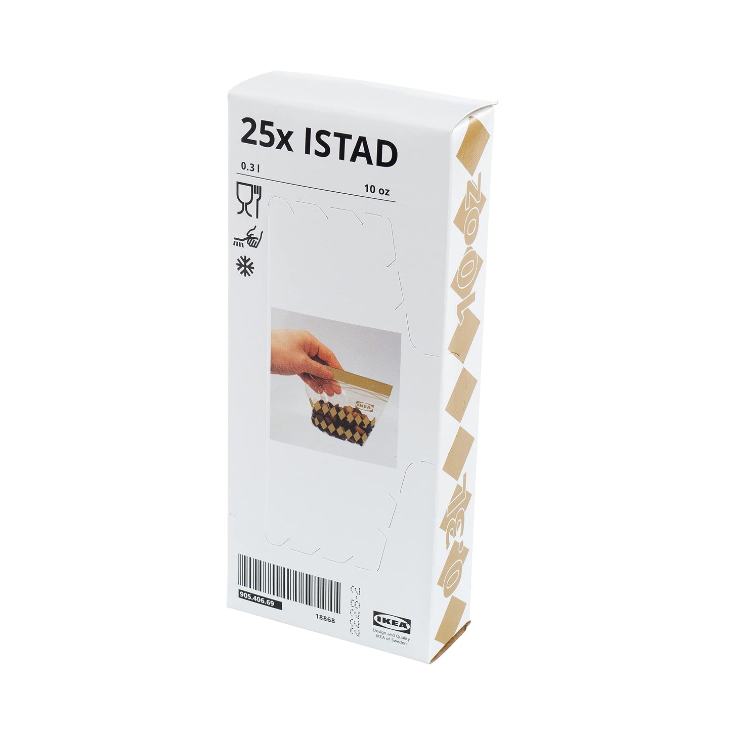 Ikea Istad, sacchetti piccoli riutilizzabili per alimenti, con doppia guarnizione, 0,3 l, oro diamante, set da 150 sacchetti