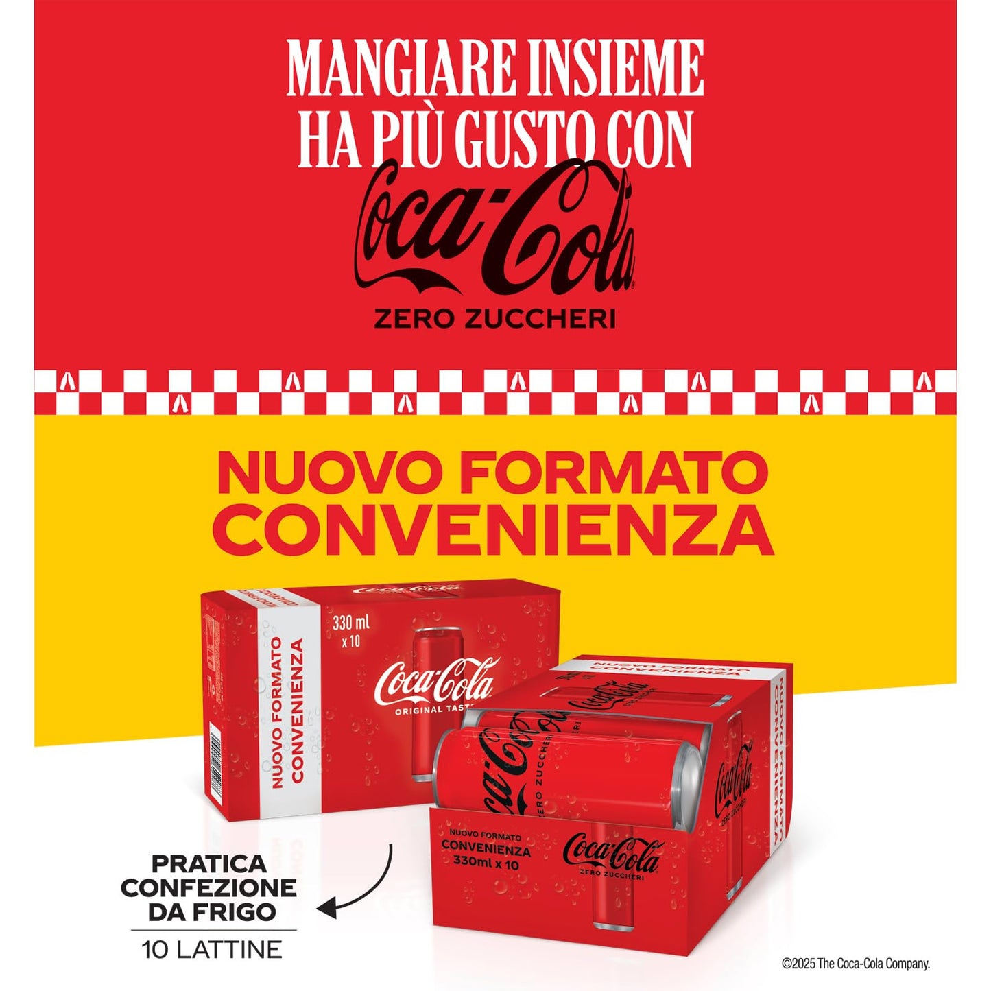 Coca Cola Zero Zuccheri, Formato Convenienza Da Frigo, Tutto il Gusto della Formula Coca-Cola Senza Calorie, Lattina 100% riciclabile - 10 lattine da 330 ml