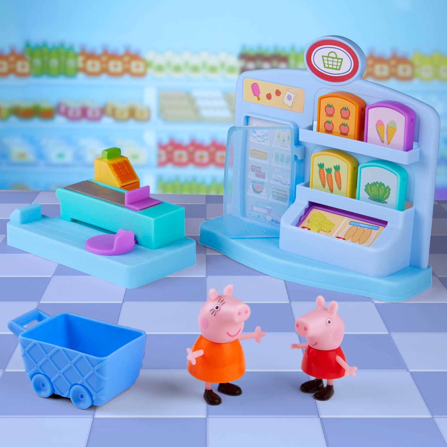 Peppa Pig Hasbro playset Peppa al Supermercato, Giocattolo per età prescolare, Include 2 Action Figure e 8 Accessori a Tema, dai 3 Anni in su, Colore Come Indicato, Medium, 5010994137618