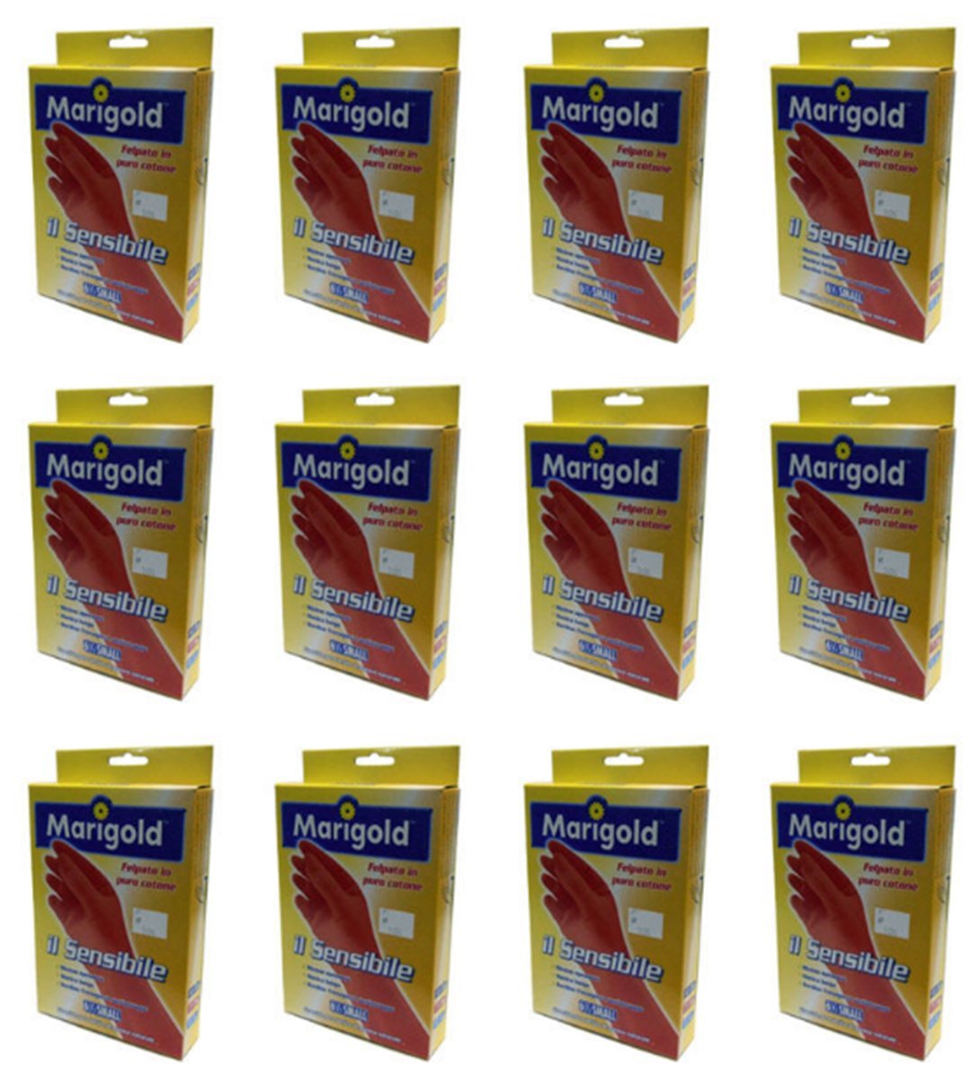 12 x MARIGOLD Guanti Lattice Il Sensibile Taglia S In Scatola 2 PEZZI