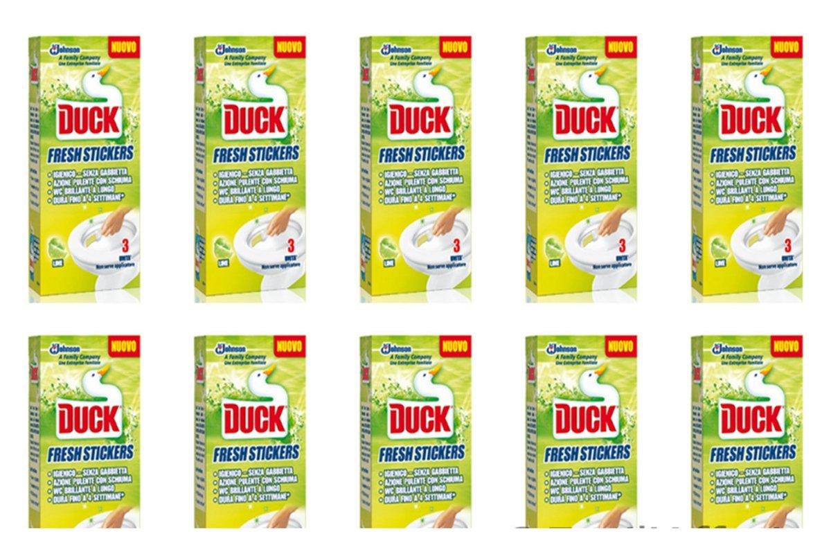 10 X Duck Fresh Stickers Lime deodorante WC per prevenire germi e calcare