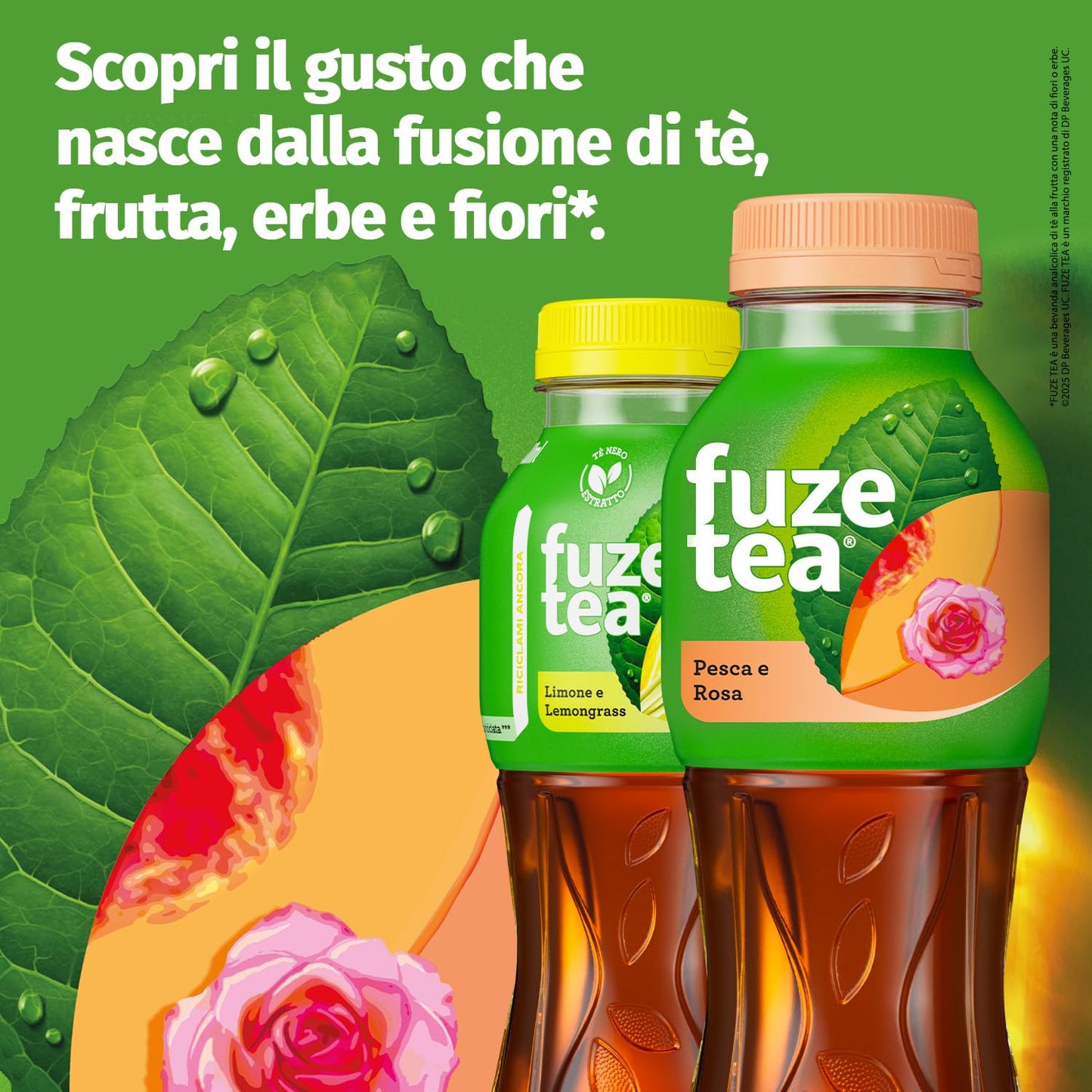 Fuze Tea, Bevanda Rinfrescante Analcolica di Té al Gusto Limone e Citronella, con Zuccheri ed Edulcorante - 1 Confezione da 12 Bottiglie da 400 ml