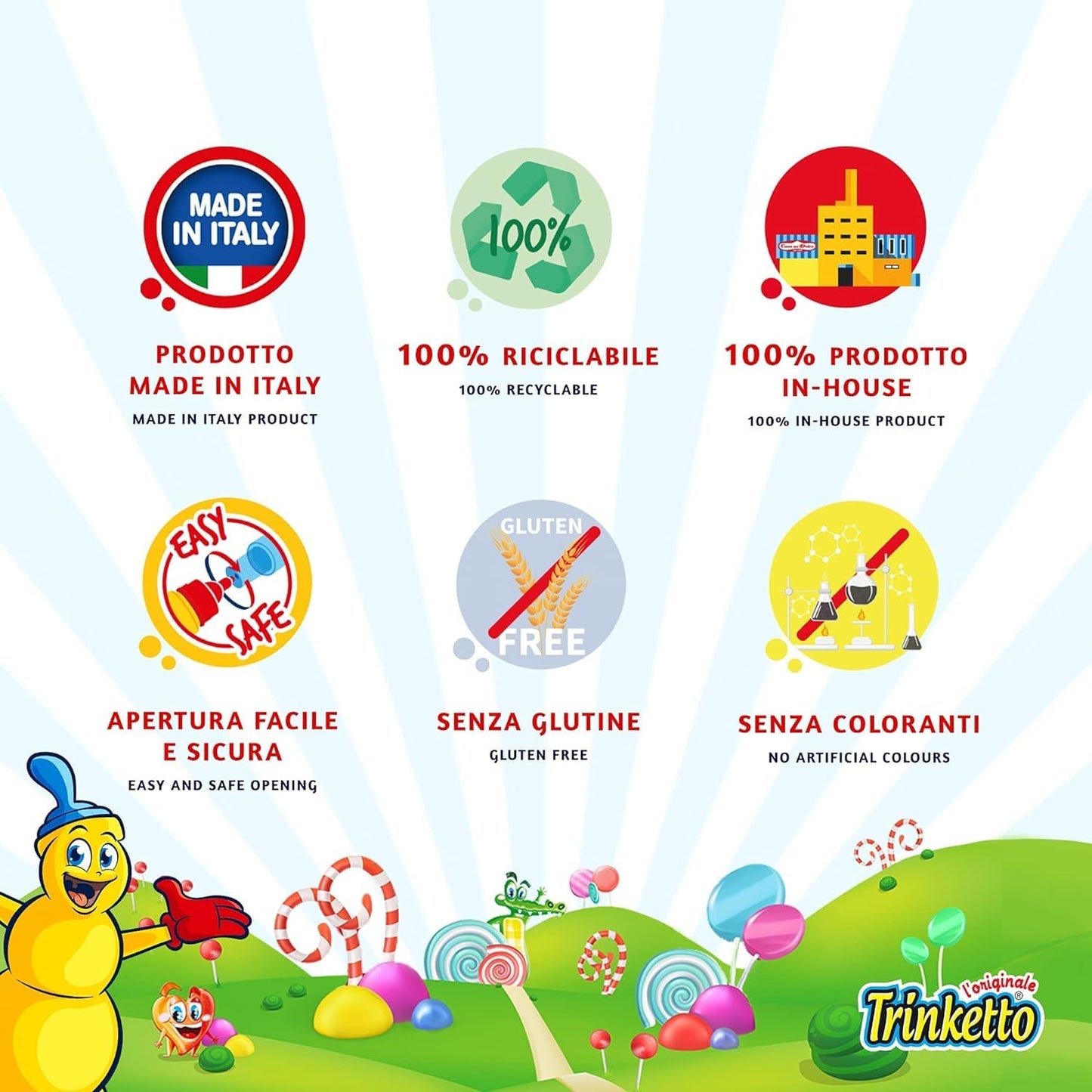 Trinketto Biberon Bubble Gum da bere pz 24 - Biberon con bevanda analcolica aromatizzata gusto Bubble Gum - Senza Coloranti e Senza Glutine - Prodotto Italiano