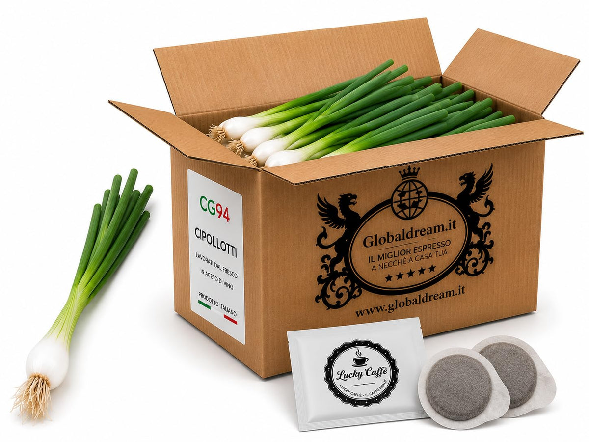 CG94 Cipollotti Freschi, 1 kg, Ideali per Cucina, Insalate e Contorni, Prodotto Italiano + OMAGGIO 2 CIALDE LUCKY CAFFE'
