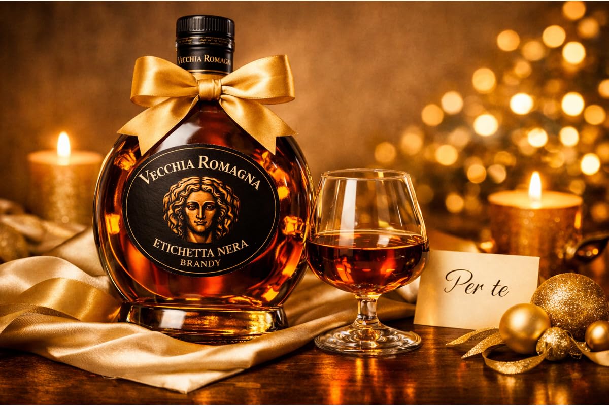 CG94 - Vecchia Romagna Brandy Etichetta Nera 70 cl – Distillato Italiano – Gusto Ricco e Morbido | Confezione Global Dream