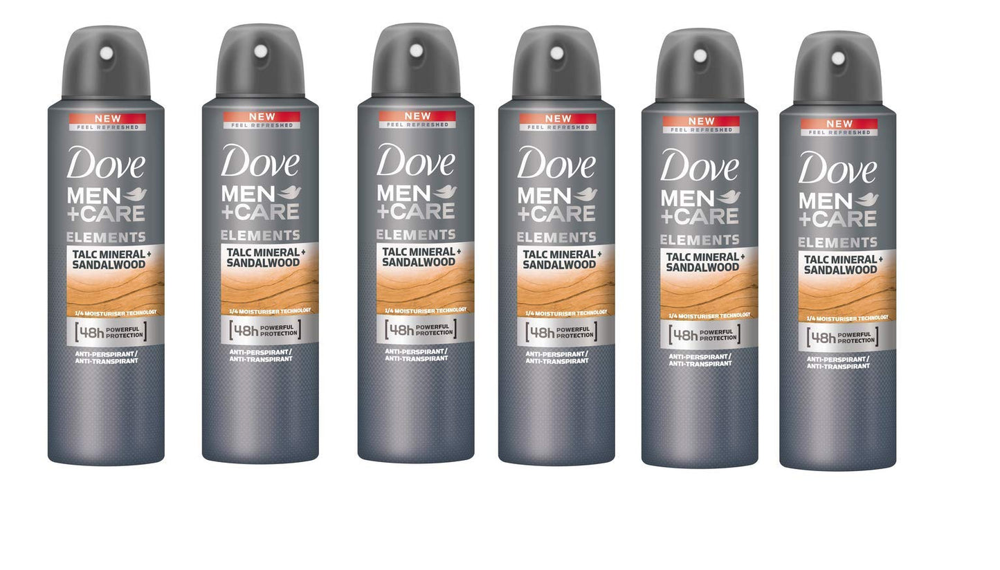 DOVE MEN DEODORANTE SPRAY TALC MINERAL + SANDALWOOD 150 ML