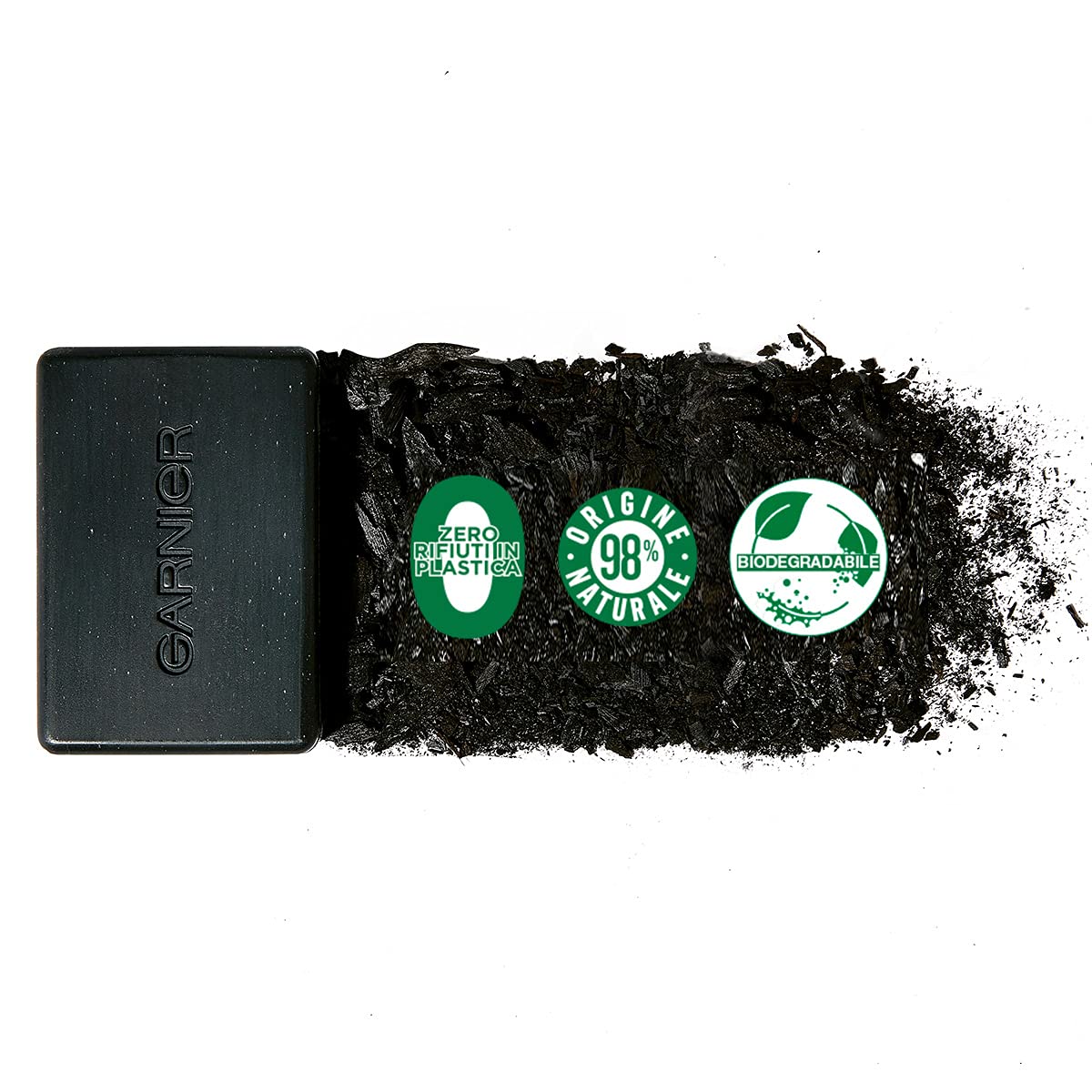 Garnier PureActive Sapone viso e corpo al carbone, Anti-imperfezioni, Formula vegana con 98% di ingredienti naturali, 100 g