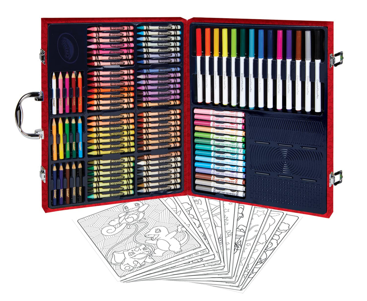 CRAYOLA - Valigetta dell'Artista Pokemon, Set Creativo con 115 pezzi, Matite, pennarelli, pastelli a cera, fogli da colorare, da 5 anni, 04-2931