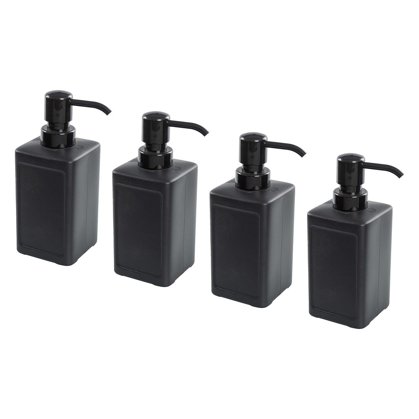 Ikea RINNIG - Dispenser per sapone liquido o gel, 450 ml, in plastica, colore: grigio scuro, set da 4