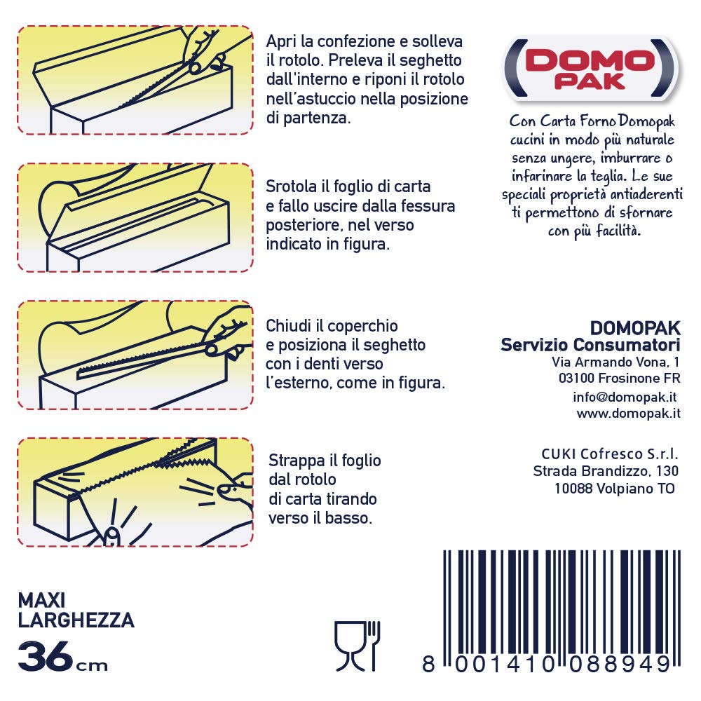 Domo Pak Carta Forno Maxi Larghezza Antiaderente e Resistente, 50 m