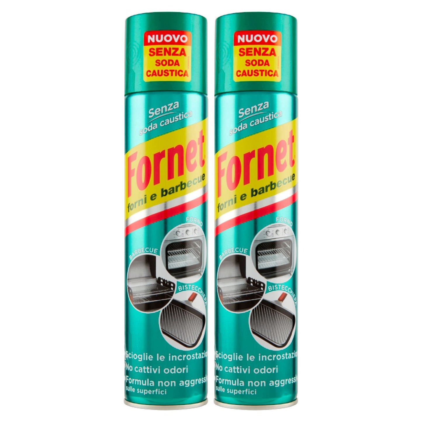 Fornet - Sgrassatore Spray per Forni e Barbecue, Formula non Aggressiva, Senza Soda Caustica, 300ml x 2 Pezzi