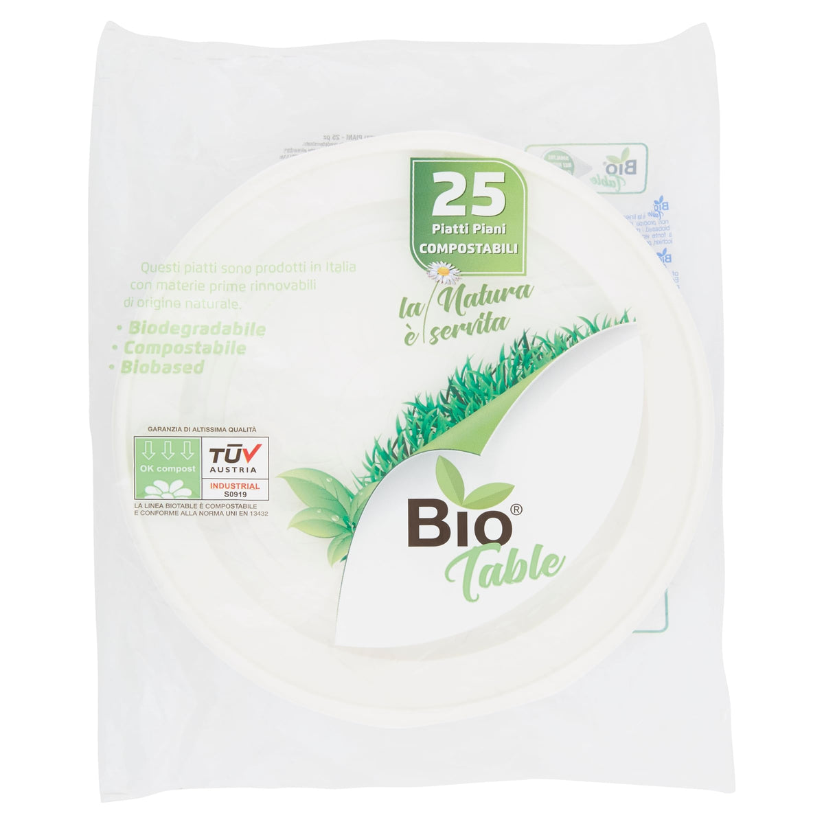 Bio Table Table Piatto Piano D/23 Bioplastica, 25pz