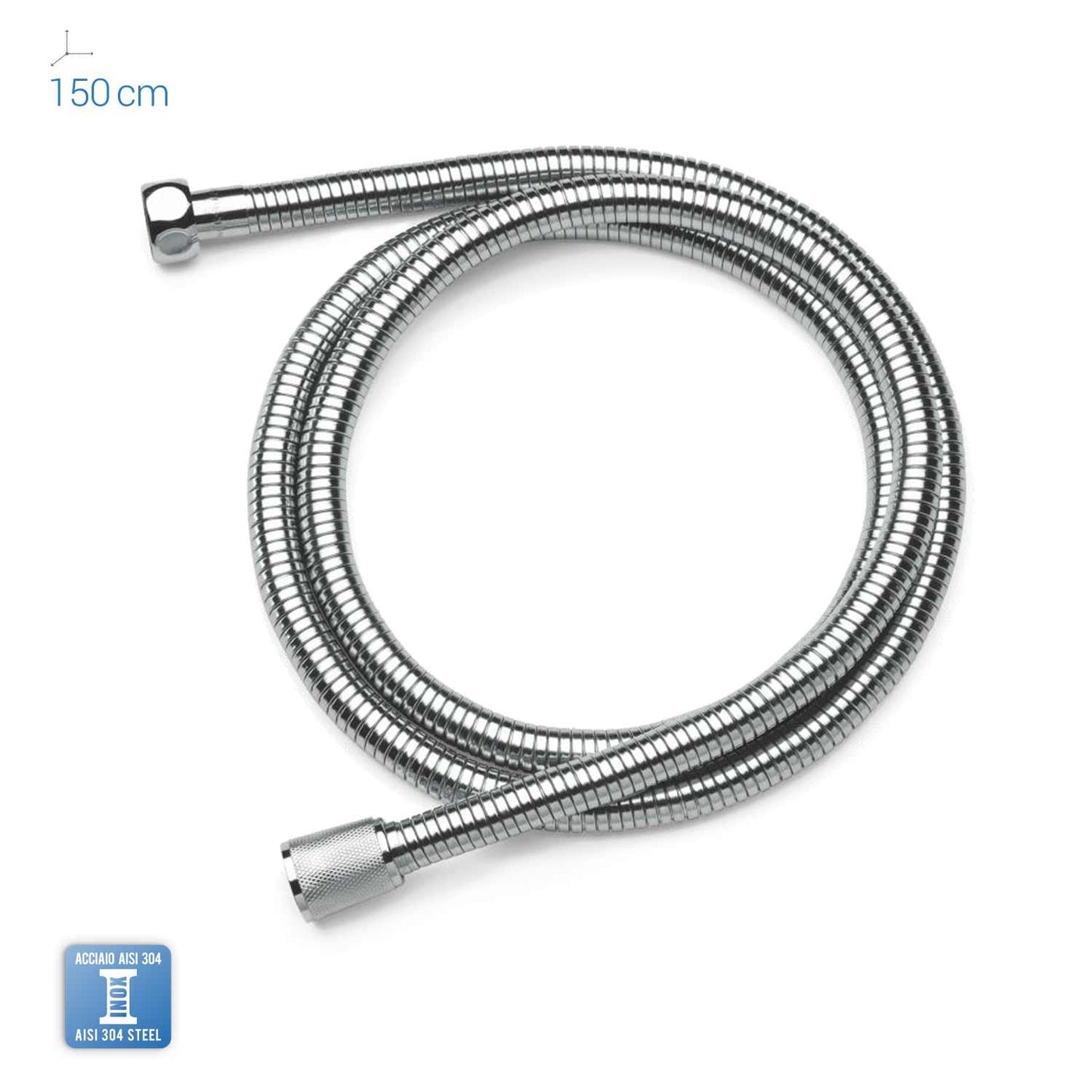 METAFORM Tubo Flessibile Doccia Ecoflex Doppia Aggraffatura in Acciao Inox 150 cm