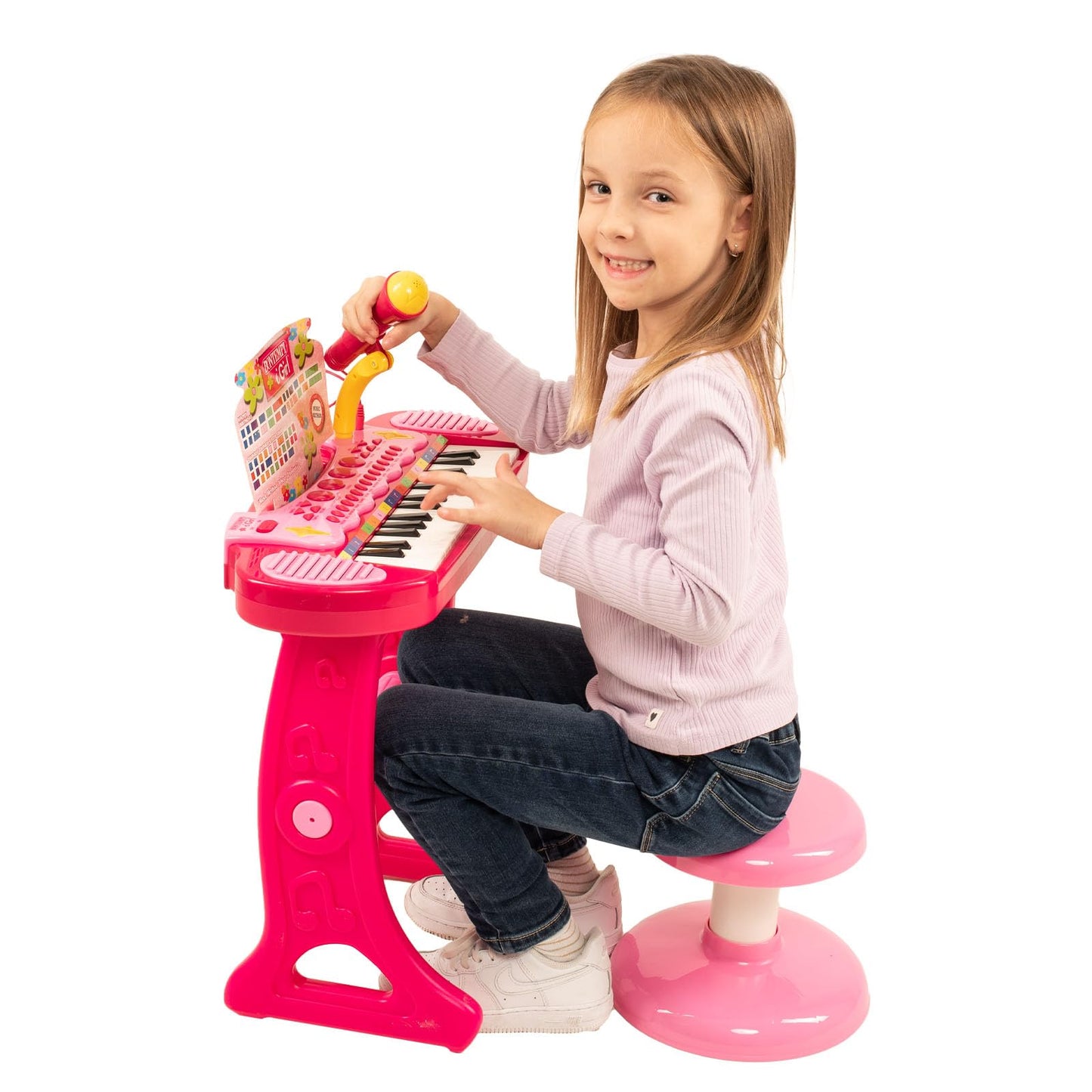 Bontempi | MiniMaestro: Tastiera Giocattolo Elettronica a 31 Tasti con Microfono e Accessori, Rosa, 450x430x610 mm