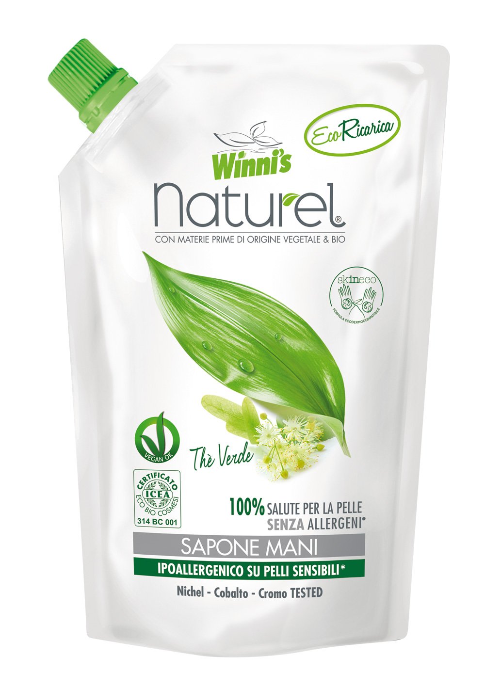 Winnis Naturel Ecoformato Sapone Liquido per le Mani e il Viso - 500 ml - confezione da 8, 4000 millilitro, 8