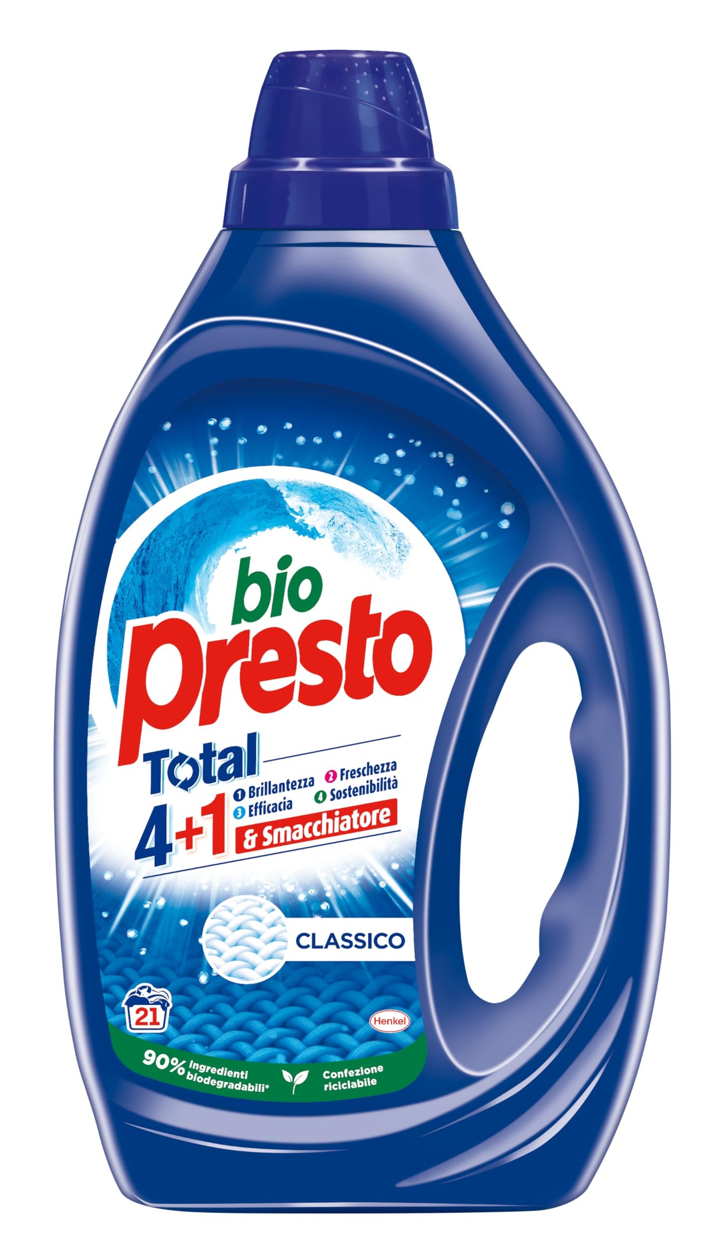 Bio Presto Liquido Classico Detersivo Lavatrice Liquido, Nuova formula con Smacchiatore, 6 confezioni da 35 lavaggi, totale 210 lavaggi