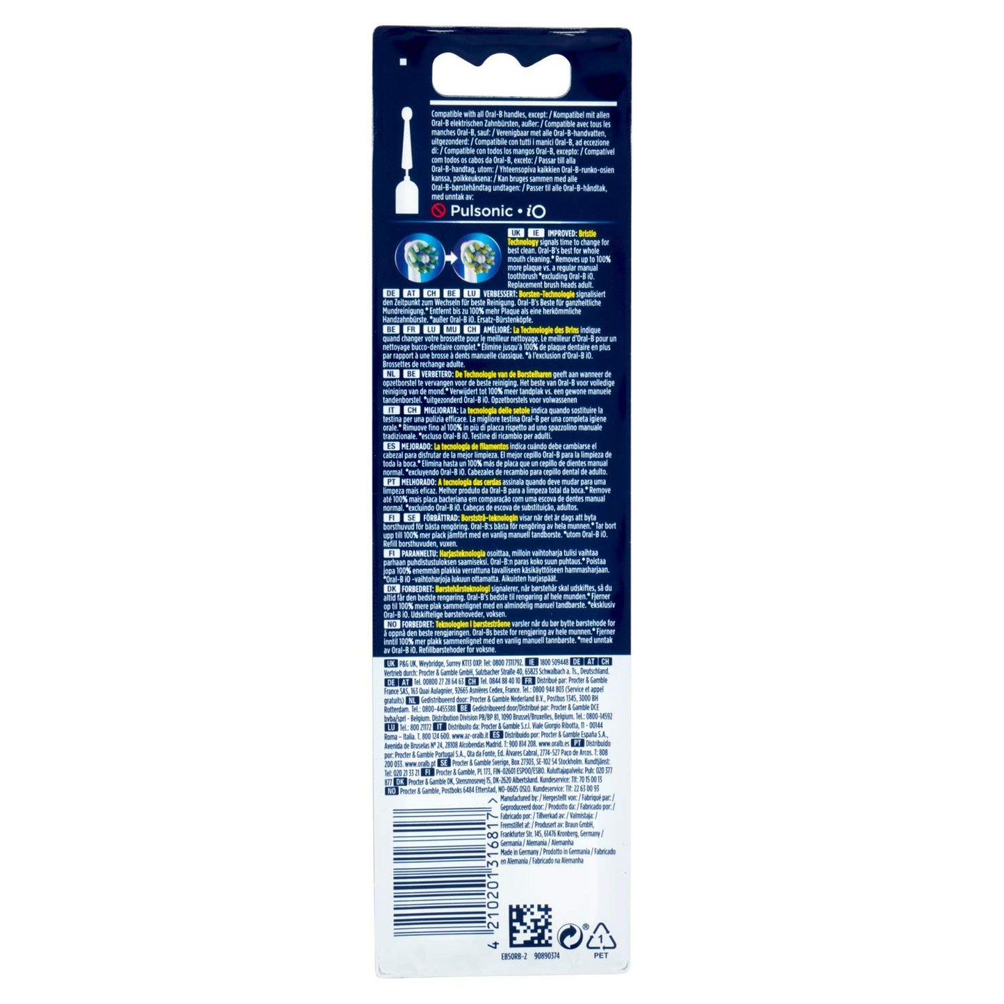 Oral-B CrossAction CleanMaximiser Testine Ricambio Spazzolino Elettrico Ricaricabile, 2 Pezzi