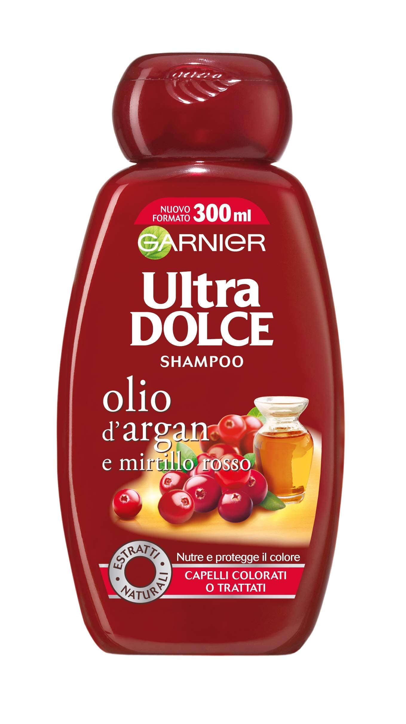 Garnier Ultra Dolce Shampoo all'Olio di Argan e Mirtillo Rosso per Capelli Colorati, senza Parabeni, Estratti Naturali - 3 confezioni da 300 ml