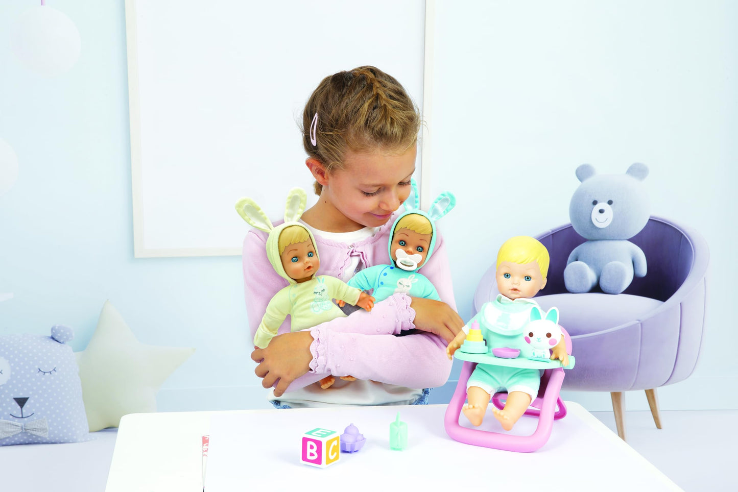 CICCIOBELLO, Poppon 30 cm, con simpatico pigiama con orecchie di coniglio, modelli casuali, giocattoli per bambini dai 2 anni in su, CCBE1