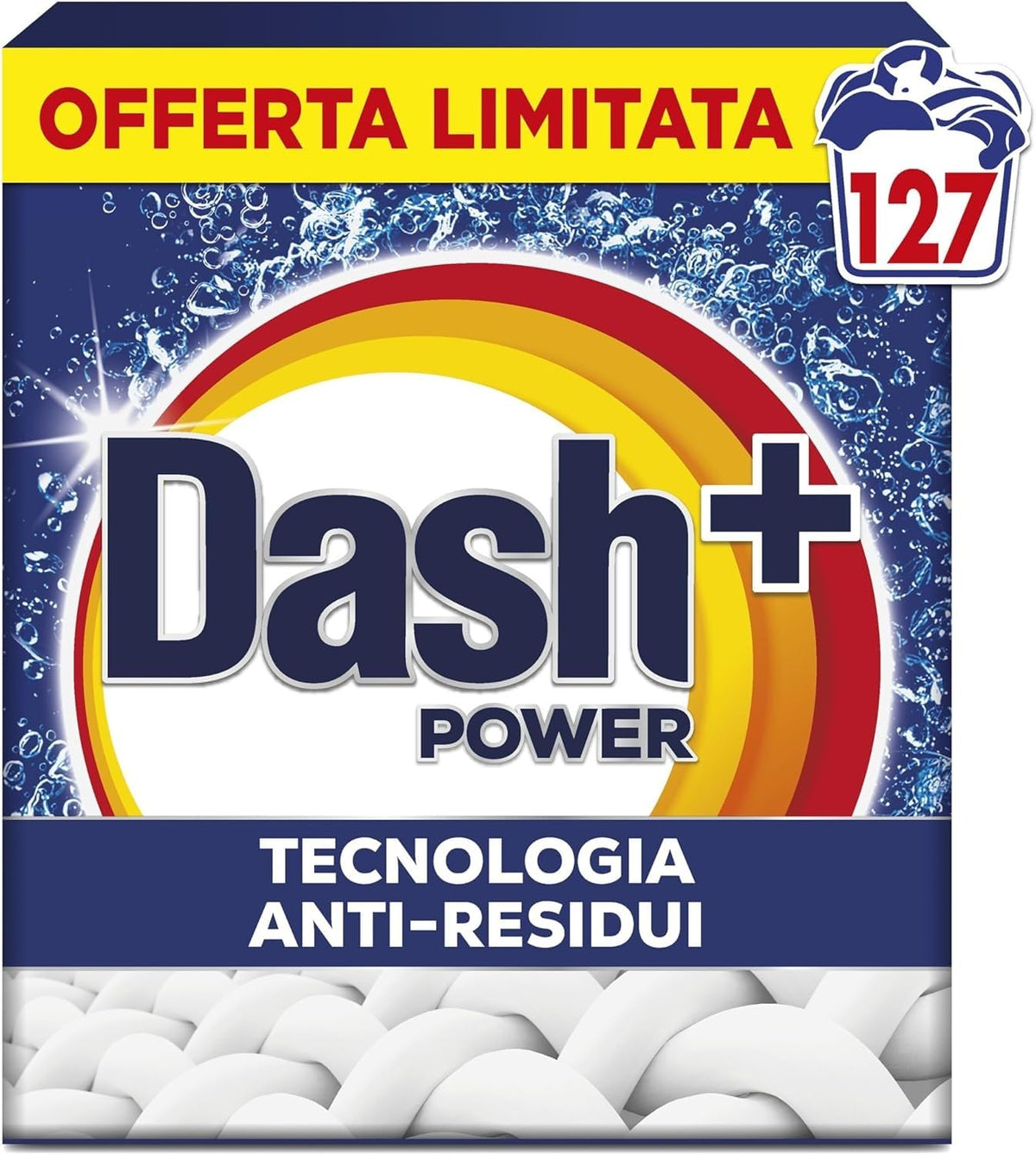 Dash Detersivo Per Bucato In Polvere, 127 Lavaggi, Tecnologia Anti Residui, Rimuove le macchie, efficace anche a freddo e in cicli brevi