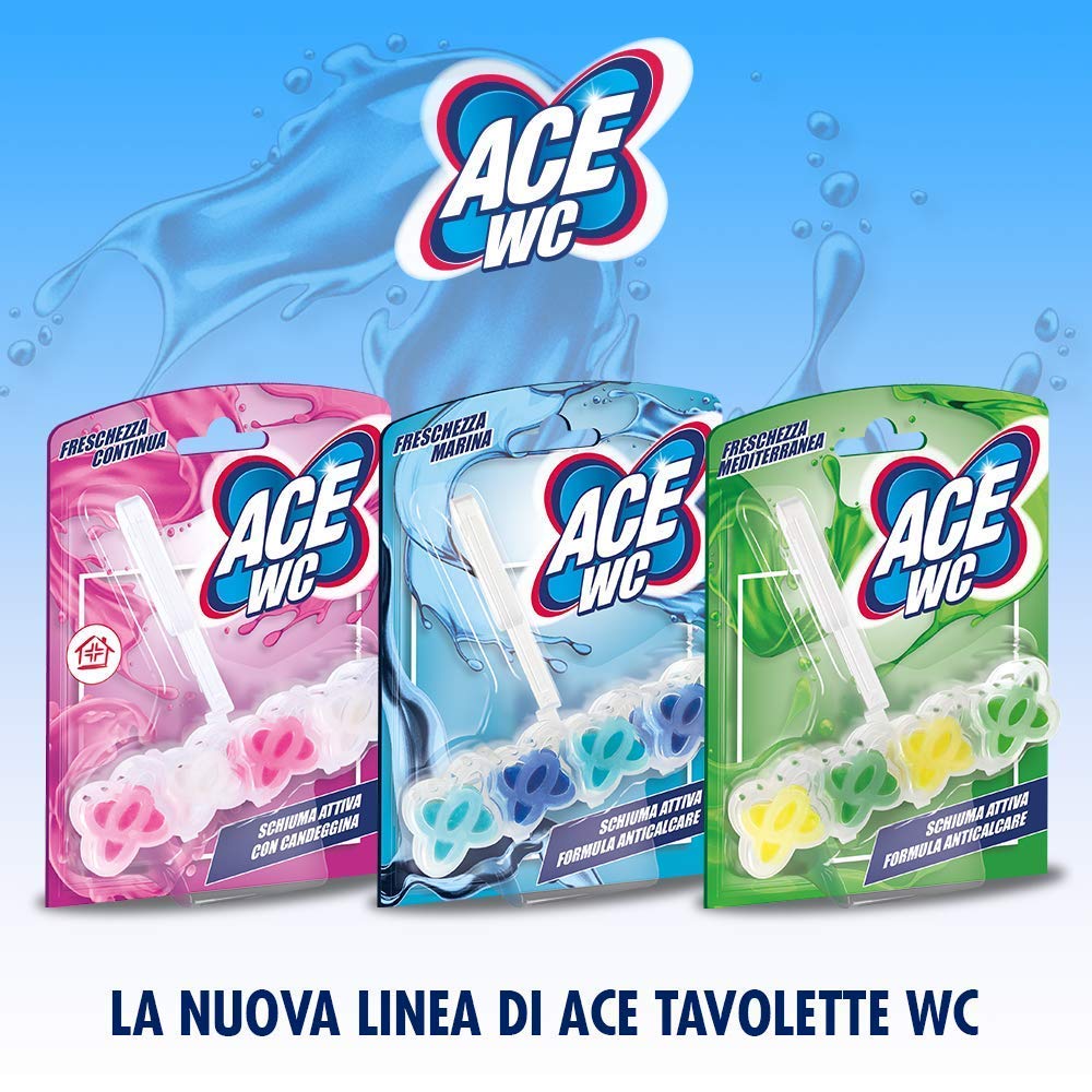 ACE WC Freschezza Continua - Schiuma Attiva con Candeggina, 1 pezzo