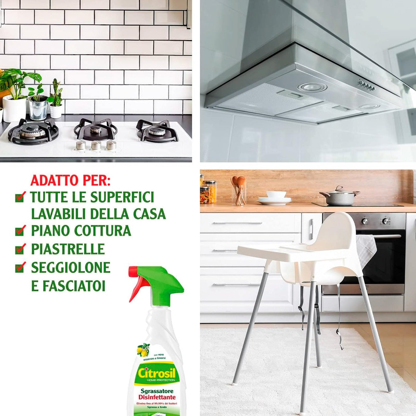 Citrosil Home Protection - Sgrassatore Disinfettante Univerale Essenza di Limone 650 ml + Spray Igienizzante Superfici Multiuso Essenza di Tea Tree, Elimina Germi e Batteri, 650 ml