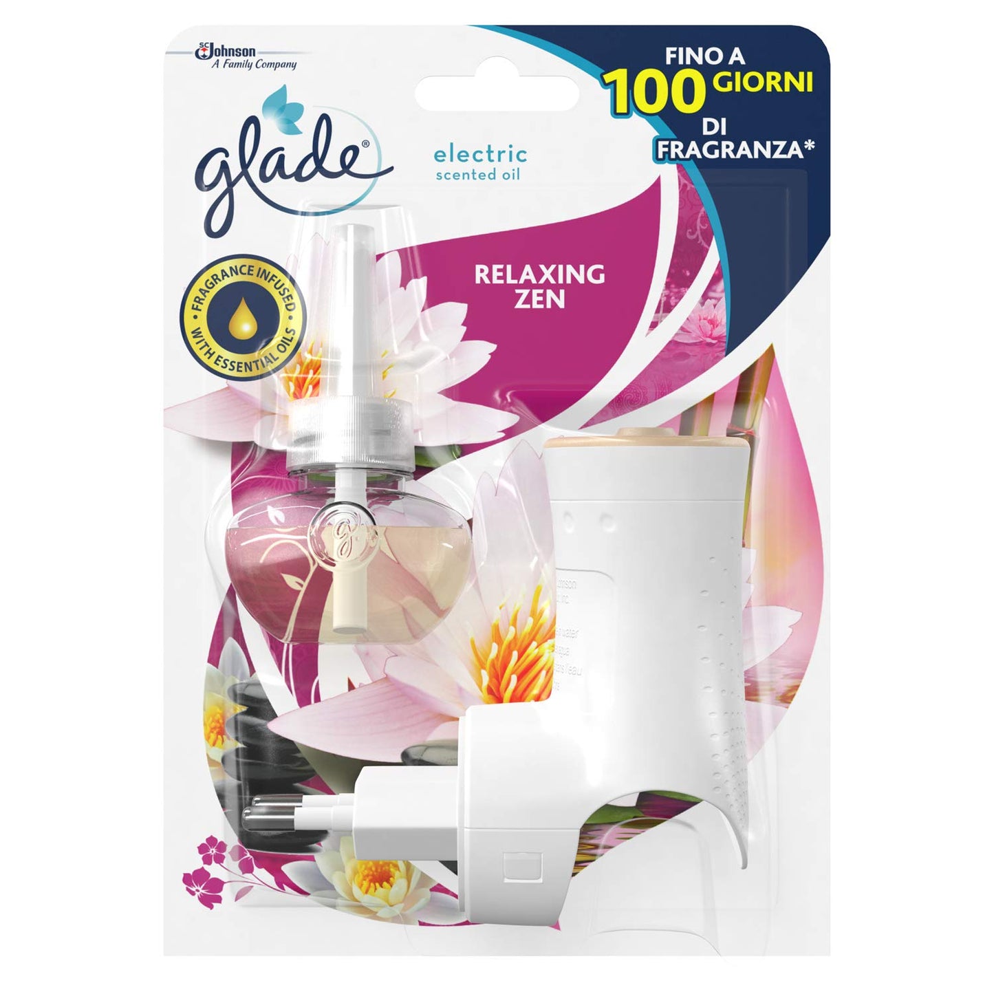 Glade Diffusore di Oli Essenizali, Fragranza Relaxing Zen, Confezione da 1 Diffusore e 1 Ricarica