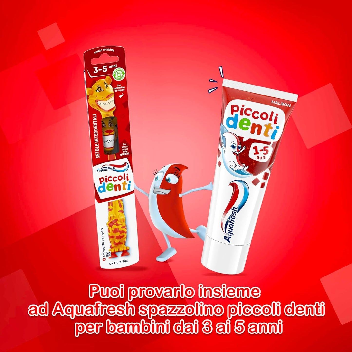 Aquafresh Piccoli Denti, Dentifricio per Bambini da 1 a 5 anni, Aiuta a pulire delicatamente e proteggere lo Smalto, Pacco da 12 x 50ml